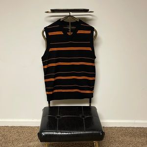 Arcadia V-neck sweater vest Mens size large orange and black